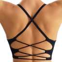 RUNNING GIRL Sports Bras for Women,Sexy Crisscross Back Seamless Padded Sports Bra Medium Support with Removable Pads (Small, Black)