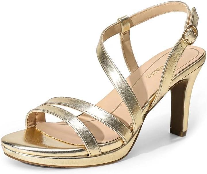 DREAM PAIRS Women's Platform Strappy Heels High Heeled Sandals Open Toe Comfortable Dressy Shoes with Adjustable Ankle Strap 8.5