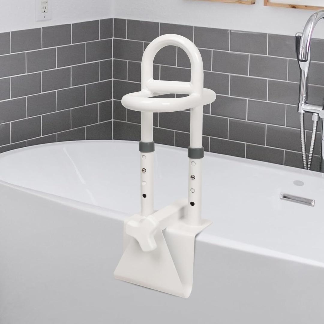 Adjustable Bathtub Safety Rail, Shower Grab Bars Handle with Non-Slip Handle for Seniors, Elderly, and Disabled, Fits 3"6.7" Tub Walls, Supports 300 lbs, Bathroom Safety Bars