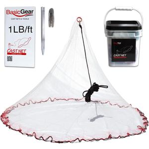 BasicGear® Cast Net, Lead, 1lb Sinkers, 4-12ft Radius, for Bait Fish
Stainless Steel Swivel, Neoprene Wrist Strap, Repair Kit Included, Storage Box Included