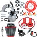 PZ22 Carburetor Carb Air filter Throttle Handle Grips Cable Kit for 110cc 125cc XR50 CRF50 CRF50f CRF110 TaoTao DB14 DB24 SSR110 SSR125 Coolster Apollo Pit Dirt Bike Chinese 4 Wheeler ATV Red