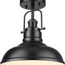 zeyu 11 Inch Semi Flush Mount Ceiling Light, 1-Light Industrial Ceiling Light Fixture for Hallway, Indoor, Matte Black Finish, ZY41-F BK