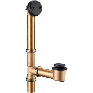Black Tubular Tub Drain Kit 1-1/2" Brass Pipe with Tip-Toe Bathtub Drain Stopper, Touch-Toe Bath Plug Waste and Overflow, Welsan Assembly Replacement Set(Matte Black)