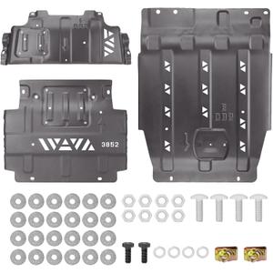 Full Set Steel Skid Plate with Transmission Skid Plate, Heavy-Duty Splash Undercarriage Protection Shield, Compatible with 2015-2022 Ford F150-Not Compatible with Powerboost