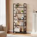 DUMOS 5-Tier Bookshelf, Modern Tall Bookcase, Open Storage Display Shelf for Living Room, Bedroom, Home Office, Narrow Standing Shelving Unit for Books, CDs, DcorModern Black