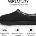 ATHMILE Mens Slippers Tasman House Slippers for Men Short Ankle Mini Suede Boots for Outdoor Indoor Non Slip Thin Sole Warm Fur Lined Black Size11 (Black)