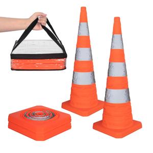 36" Collapsible Traffic Cones - Bright Orange Safety Cones with Reflective Strips for Road Safety, Driving Practice, Parking, Events & More 2-Pack