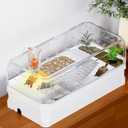 Turtle Tank Kit with Lid,Aquatic Tortoise Habitat Cage Starter Aquarium with Multi-Function Area,UV Basking Platform Light,Water Filter,Rain Shower Arm,Plant,Stone,Enclosure Red Eared Slider