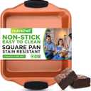 Jovial Non Stick Cake Square Pan, Deluxe Copper Carbon Steel Pan with Blue Silicone Handles, Quality Metal Bakeware For Cooking & Baking Cake Loaf, Muffins & More, Compatible with Model NCSBS54S