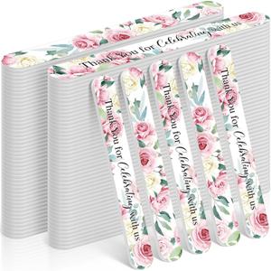 Lasnten 50 Pcs Wedding Bridal Shower Party Favors Pink Floral Nail Files Bulk Thank You for Celebrating with Us Game Prizes 180 Grit Emery Boards for Guests Bridesmaid Bachelorette Party
