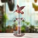 Topadorn Rain Gauge Outdoor, Accurate Glass Tube with Metal Stand, 7 inch Hummingbird Rain Gauge for Lawn, Deck, Yard and Garden