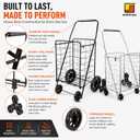 Wellmax 2-Pack Shopping Utility Cart with Stair Climber, Collapsible Folding Cart for Grocery, X-Large and Large (Black and Silver)