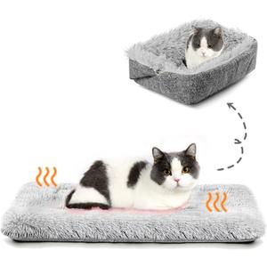 Cat Bed Self Warming, Foldable Self Heated Cat Mat Heating Pad 24 x 20 inch Extra Warm Thermal Pet Pad for Indoor Outdoor Cats, Non-Slip Bottom Washable Non Electric, Grey