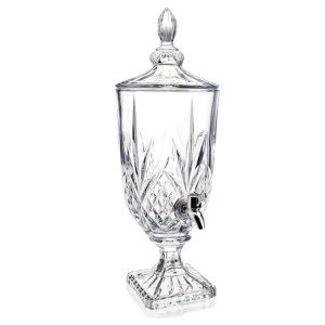 0.8 Galllon Glass Drink Dispenser for Parties with Spigot Glass Iced Beverage Dispenser with Lid Wide Mouth Beverage Server for Party Bar Wedding Decoration (diamond)