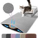 Cat Litter Mat, 24x18 Inches Large Double Layer Honeycomb Cat Litter Trapping Mat, Non Slip Waterproof Urine Proof Cat Litter Box Mat for Floor, Kitty Litter Rug, Cat Supplies, Gray