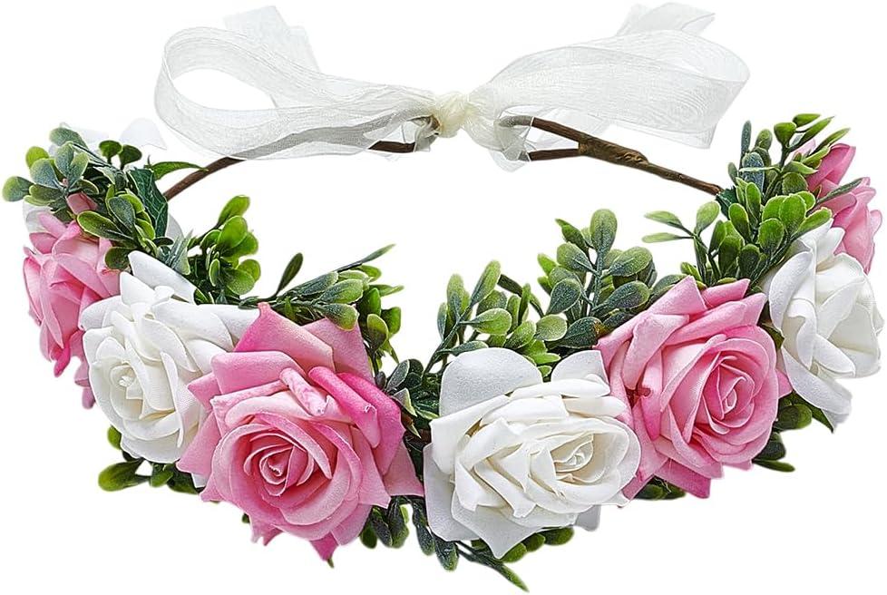 WADORN 1PC Floral Wedding Dog Collar Breathable Cloth Adjustable 5.1x2.4in Flower Necklace for Dog Ring Bearer Outfit Cat Bride Groom Accessories Pet Photography Christmas Birthday Celebration