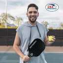 Pickleball Paddles Set of 2 with 4 Balls - USAPA Approved Fiberglass Surface, Lightweight, Non-Slip Grip - Premium Paddle Set for All Skill Levels Indoor & Outdoor (Black)