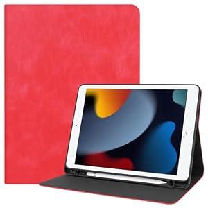 SZLONKOU Tablet Cover for Apple iPad 10.2 7th 8th 9th Generation(2019 2020 2021 Release),Folio Stand Lightweight Sleep/Wake Up Leather Case for Apple iPad 10.2" Gen 7 8 9 (NPW-Red)