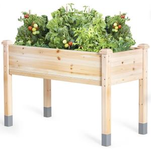 MIXC Wooden Raised Garden Bed with Legs, 48L X 24W, Elevated Reinforced Large Planter Box for Vegetable Flower Herb Outdoors - Beam and Column Structure - Unmatched Strength Outlast