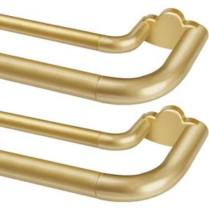 Double Curtain Rods 2 Pack 48 to 84 Inches, HOTOZON Blackout Double Curtain Rods for Windows 36 to 80 Inches (3-6.6 ft), 6/8 Inches Wrap Around Room Darkening Telescoping Drapery Rod, Gold