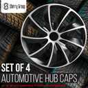 Shirry Group Hubcaps 4-Pack Kit, 17 inch Hub Caps Set of 4 Wheel Covers with Universal Snap-On Retention Rings, 2-Tone ABS Plastic Black and Silver Car Rims for All Models (SG-5084-DP-17)