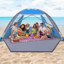 Happy Travel Beach Tent, UPF 50+ UV Protection Sun Shade Shelter for 6 Person, Portable Beach Canopy for Family & Baby, Lightweight & Easy Setup Beach Cabana with 3 Ventilation Mesh Windows, Dark Blue
