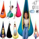 HiCamer Sensory Swing for Kids Indoor and Outdoor Pod Hammock Chair Seat Upgrade Max 300 lbs Hanging Swing with Inflatable Cushion Includes Hardware Hanger Kit for Aspergers Autism ADHD (Teal)