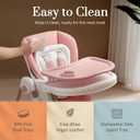 Mallify Foldable High Chairs for Babies and Toddlers, 3-in-1 Convertible Baby High Chair with Removable Soft Cushion and Tray, Adjustable Height & Recline, Lockable Wheels, Pink