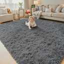 Rugs for Living Room 6x9, Alfombras para Salas Shag Large Plush Soft Area Rug, Shaggy Carpets for Bedroom, Kids Boys Girls Home Decor Aesthetic (Dark Grey, 6 x 9 Feet)