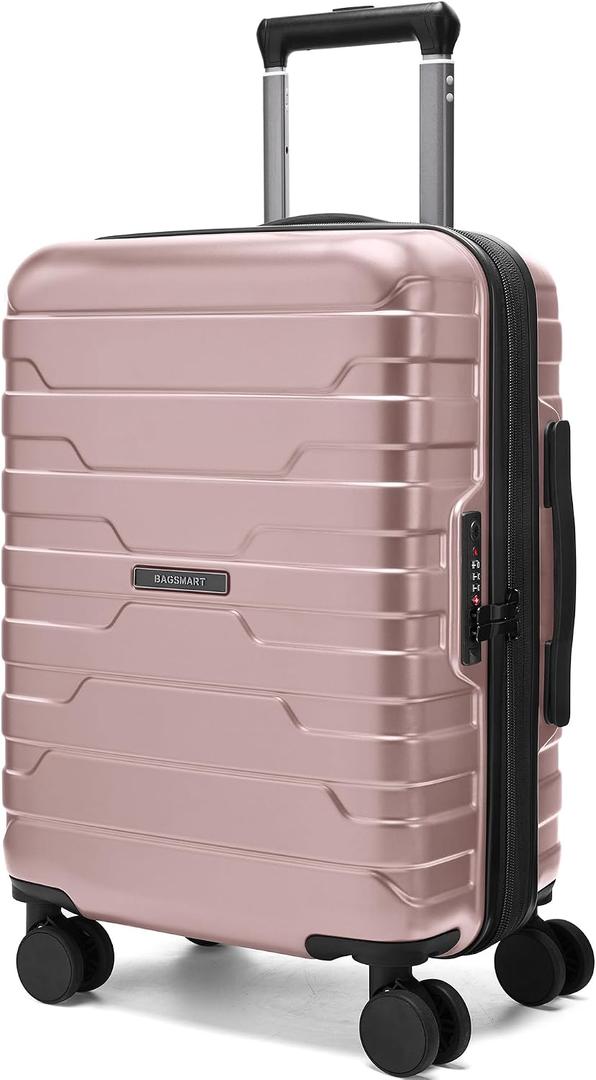 BAGSMART Carry-On Luggage 20" Expandable Spinner 22x14x9,Rose Gold