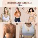 Vertvie Seamless Deep V Neck Bra for Women Wireless Comfortable Push Up Bra Invisible Underwear White (White, XXL)