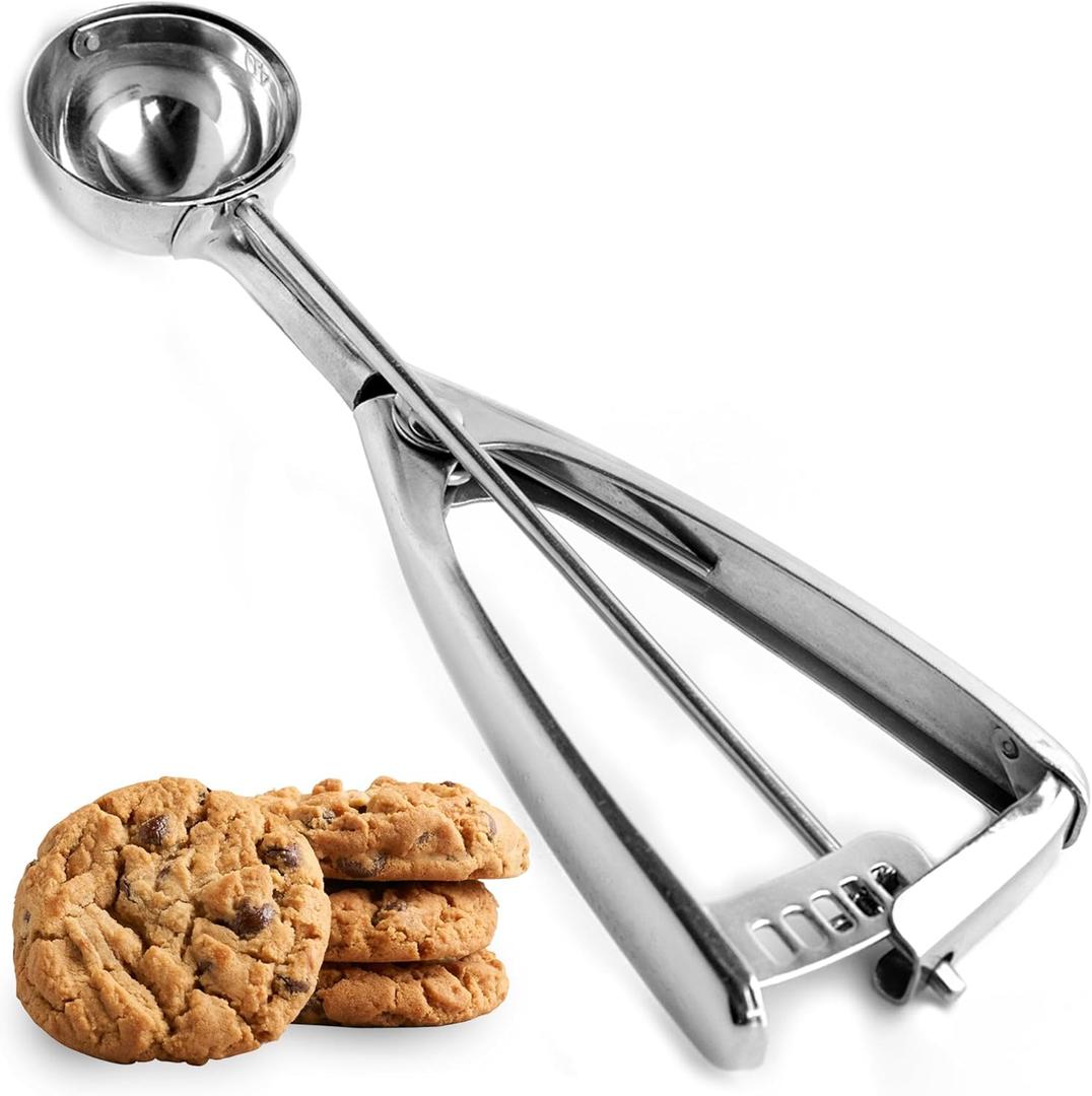 Saffron & Sage Cookie Scoop Set  Heavy Duty Stainless Steel 1, 2 & 3 Tbsp Cookie Scoops for Baking Set of 3 has a Scooper, Ice Cream Scoop with Trigger Smooth Release, Comfortable Handles, Rust Proof