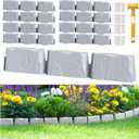 8Pcs Landscape Edging(12 FT) 24 Spikes - Faux Stone Edging Border for Garden, Flower Beds, Lawn & Pathways | 12ft L x3in H | Faux Stone Edging for Landscaping Outdoor (Grey)
