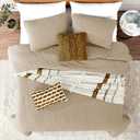 Beige Cloud King Size Quilt Bedding Sets with Pillow Shams, Farmhouse Lightweight Soft Bedspread Coverlet, All Season Rustic Country Thin Comforter, 3 Pieces, 104x90 inches, Tan Cream