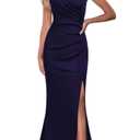 WOOSEA Women Sleeveless V Neck Split Evening Cocktail Long Dress, Size XL