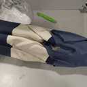 Outdoor Vienna Navy and White 6'6" x 10' Rectangle Crank UV Protected Umbrella