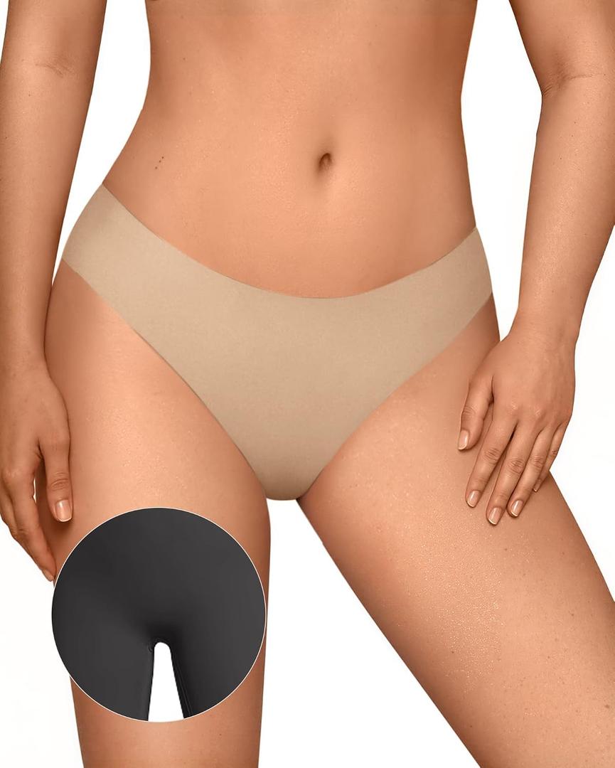 OEAK Seamless Thongs for Women Invisible Thongs No Show Thong Panty Liners Tangas Comfortable Workout G-Strings Underwear (L)