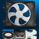 PHILTOP 621510 Radiator Cooling Fan Assembly, Compatible with Left for: 2011-2017 Odyssey, Replace # 621510, 19015RV0A01, 19020RV0A01, 19030RYEA11