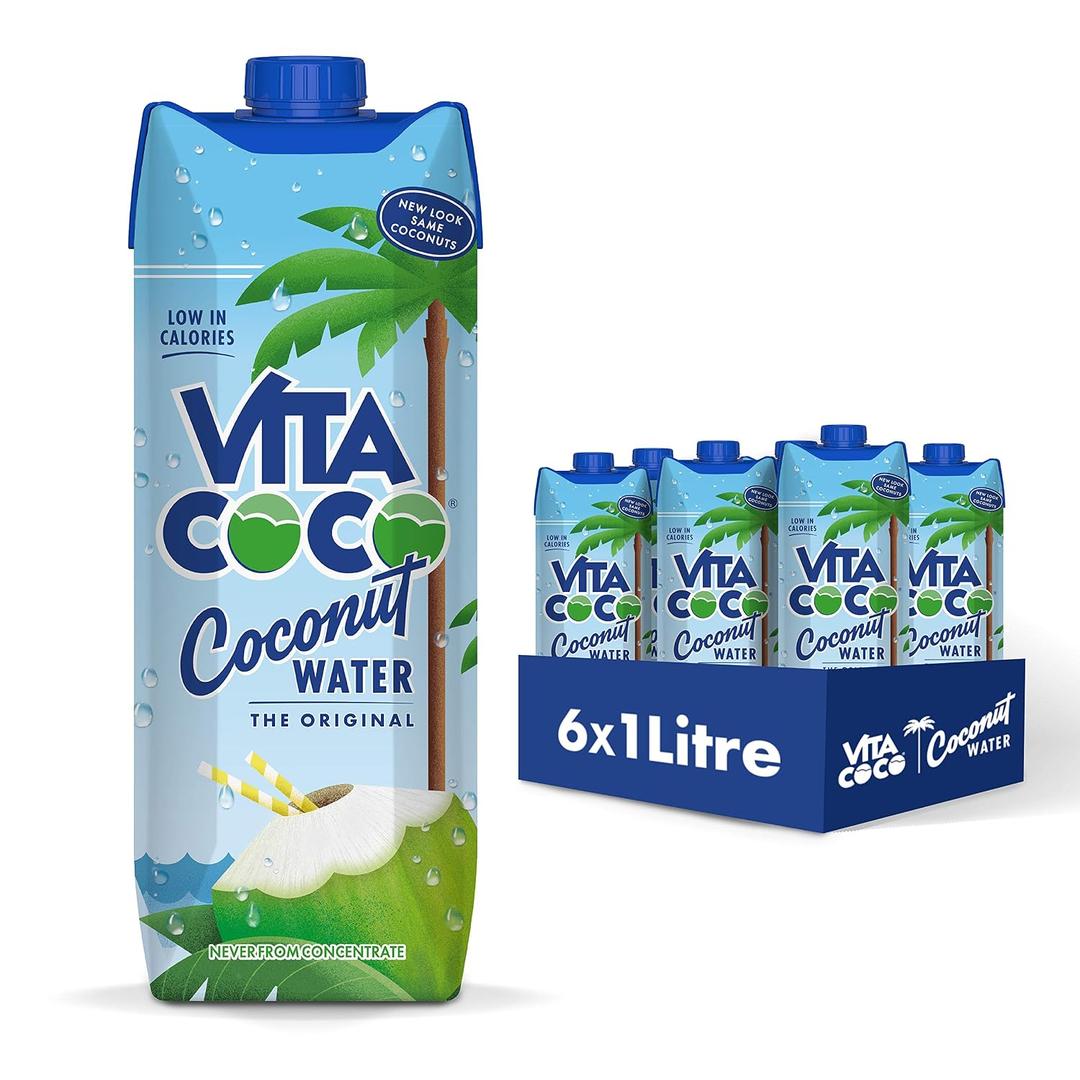 Vita Coco Coconut Water, Pure Original, Refreshing Coconut Taste, Natural Electrolytes, Vital Nutrients, 33.8 Oz (Pack of 6) (EXP 01/03/27)
