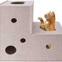 Homegroove Cat Tunnel for Indoor Cats, Large Felt L-Shape Cat Play Tunnels, Interactive Cat Tunnel Bed, DIY Peekaboo Cat Toy with Interactive Peek Holes for Cats (Beige, L-Shape)