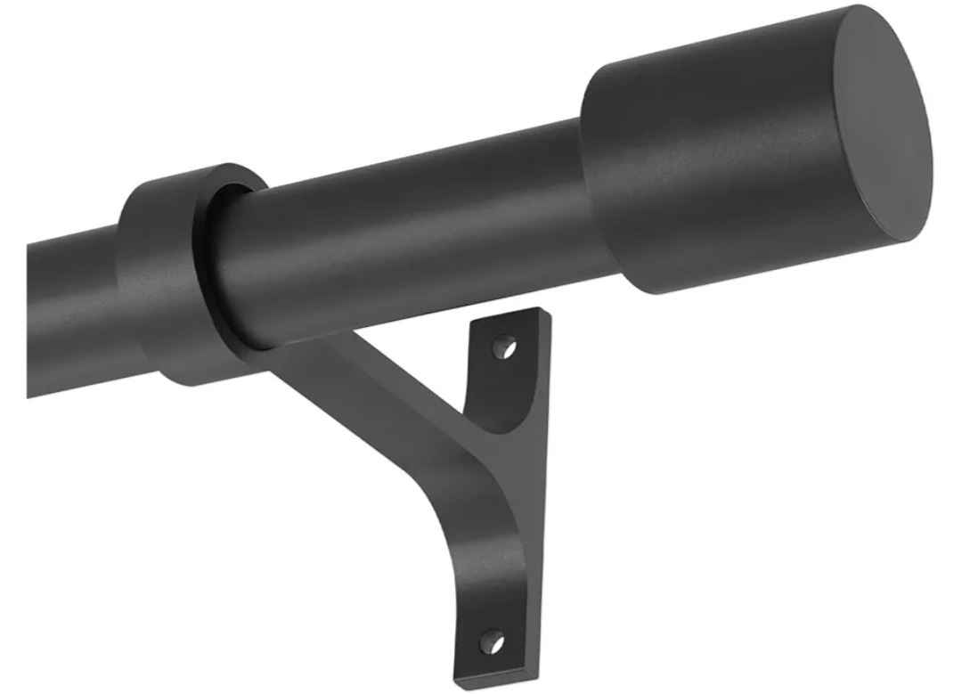 Extra Long Curtain Rods for Window 144-240", Telescoping Heavy Duty 1-Inch Single Drapery Rods for Window with Cap Finials, Matte Black