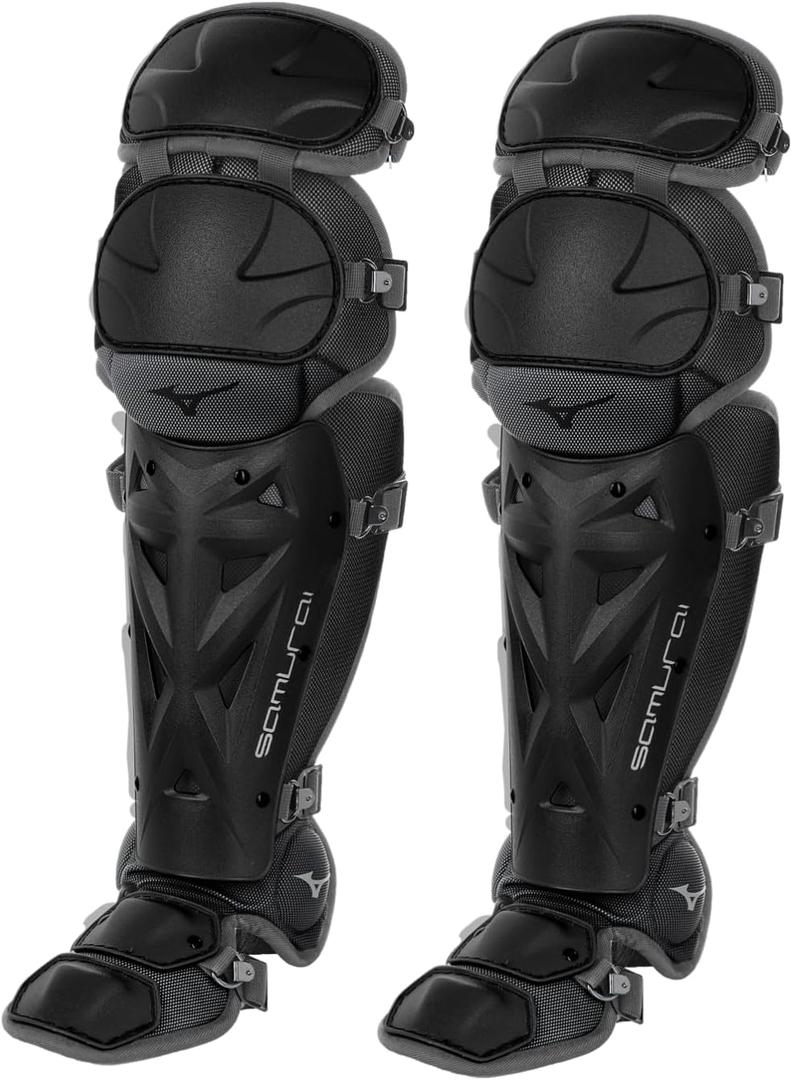 Mizuno Women's Samurai Fastpitch Softball Shin Guards (15", Black/Grey)