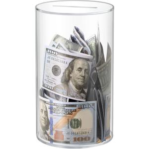 Hicocool Clear Piggy Bank, Acrylic Piggy Bank for Adults Must Break to Open, Unopenable Money Saving Box for Boys Girls Birthday Gift (8" H x 5" D)