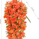 2 x Bougainvillea Artificial Flowers Plants for Outdoors Outside Fall Autumn Decor, 2 pcs Faux Silk Long Trailing Vines UV Resistant Look Real Orange Fake Flowers for Front Door Porch Planter Urn Patio