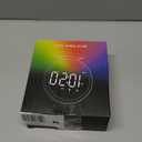 Round Mirror Lighted Digital Alarm Clock, Mirror Surface for Makeup, Large Display, Easy Setting, Auto DST, Auto Dimming, USB Port, Modern Decor for Home, Bedroom, Office, Gift for Women, Girl, Black