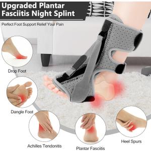 Upgraded Plantar Fasciitis Night Splint (Elephant Grey)