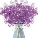 24 Pieces Glitter Christmas Picks Ornaments Decorative Sticks Candy Picks Curly Sprays Twigs for Halloween Xmas Tree Branches Vase Fillers Crafts Wreath Garland Party Wedding Holiday (24, Purple)