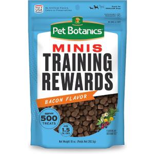 Pet Botanics 10 oz. Pouch Training Rewards Mini Soft & Chewy, Bacon Flavor, with 500 Treats Per Bag, The Choice of Top Trainers (EXP 12/17/26)