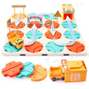 Pack Of 2 SYNCFUN Kids Toy STEM Board Games, Montessori Construction Puzzle, Logic Road Builder, Ideal Birthday Party Gift for Boys & Girls Ages 3-5 4-8