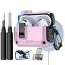 Lerobo for AirPods Pro 2 Case, Compatible with Apple AirPods Pro Case 1st/ 2nd Generation, Drop Protection Cover with Phone Stand & Cleaner Kit, Magnetic Automatic Lock, Compatible with Magsafe, Pink